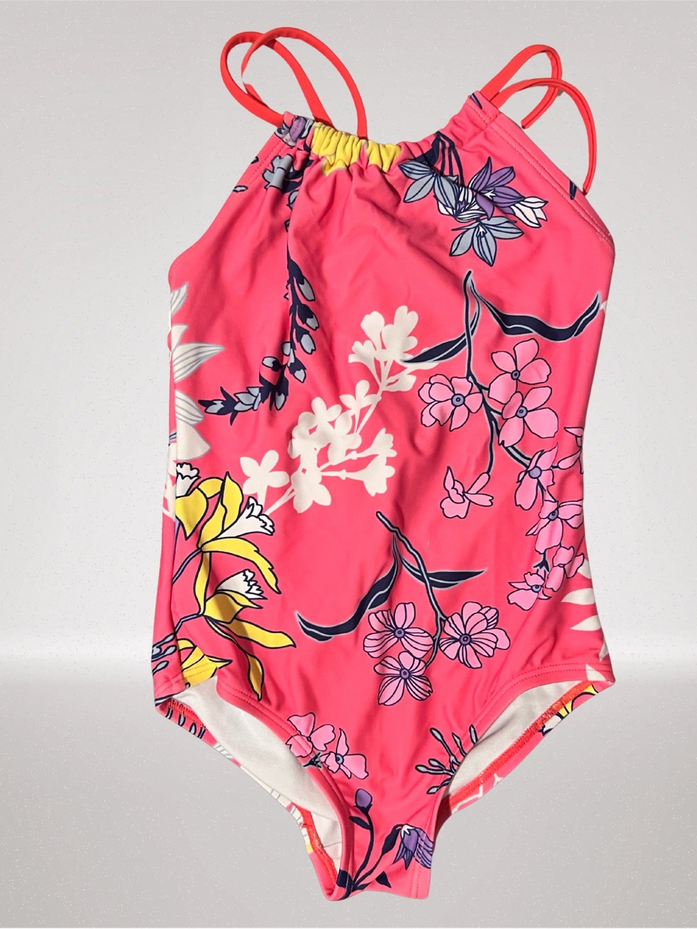 Kanu Surf Girls One Piece Swimsuit Size 6 Pink Floral Strappy Back